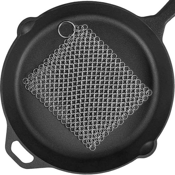 Fox Run Brands - Wholesale Cleaning Sponge - Outset Chain Mail Cast Iron Cleaner and Scrubber, 8” x 6”