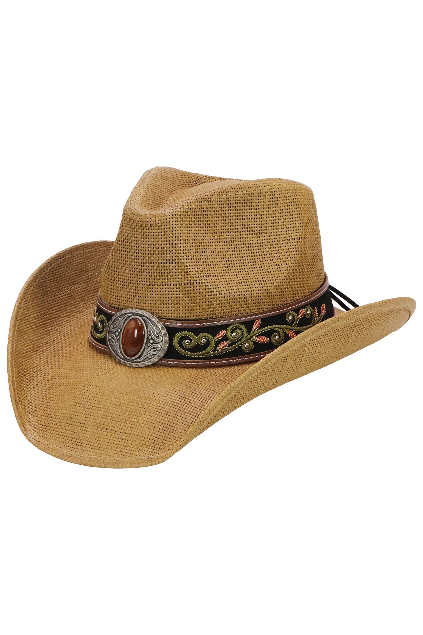 Cap Zone – Engroshandel Cowboyhat - Dame – Bronzeret ravfarvet concho blomsterbælte cowboyhat18