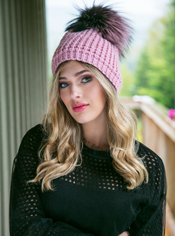 Kyi Kyi - Vendita all'ingrosso Berretto - Donna - Berretto slouchy classico con pompon in vera pelliccia di volpe - colori divertenti12