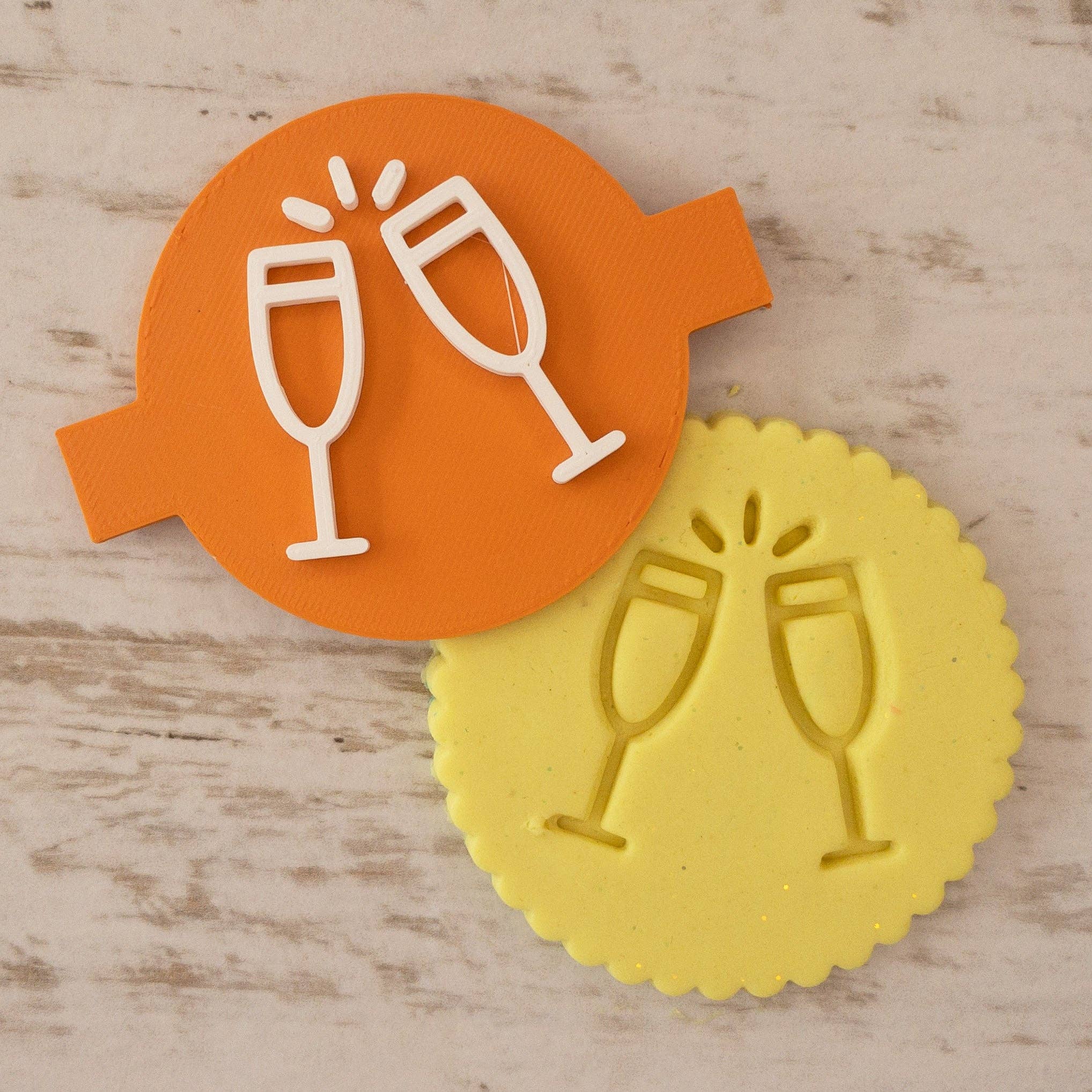 Cut Bake Stamp - Vendita all'ingrosso Stampi per biscotti - Timbro in rilievo per biscotti in vetro di champagne0