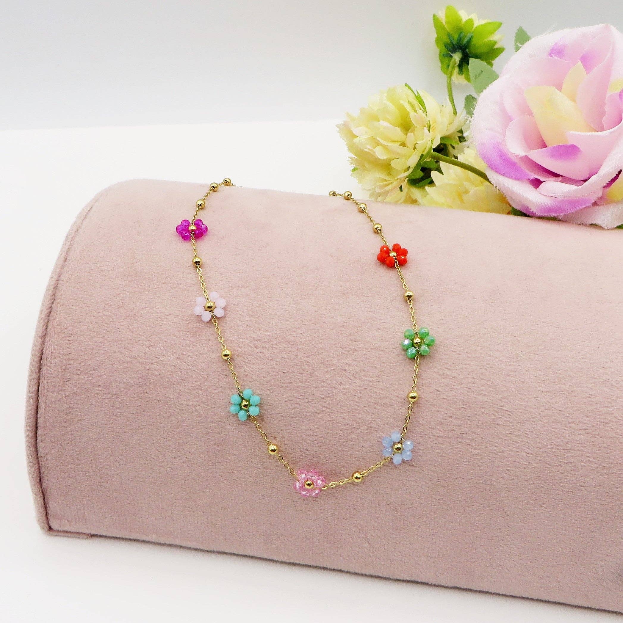 Daemon srls - Wholesale Pendant/Charm Necklace - DAISY ~ ACCIAIO INOSSIDABILE ~ Collana con fiori e cristalli12