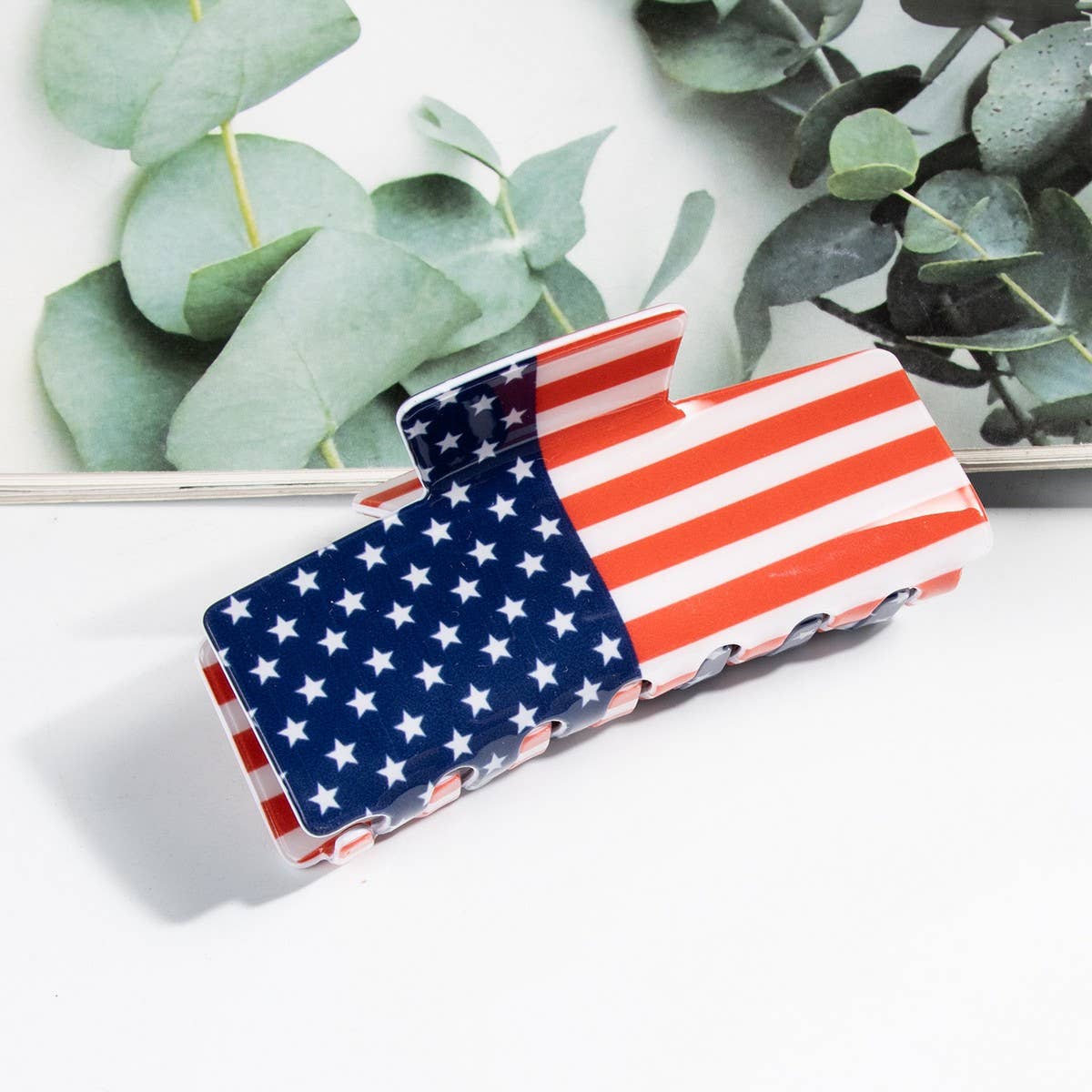 NINEXIS - Wholesale Hair Clip - Women's - CWAHA1244_4TH OF JULY FLAG 10CM RECTANGULAR HAIR CLAW CLIP0