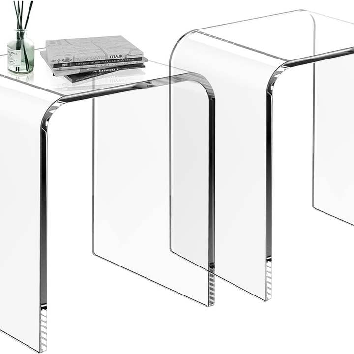Table d'appoint en acrylique, ensemble de 2 tables basses en lucite transparente pour la vente par Heynemo