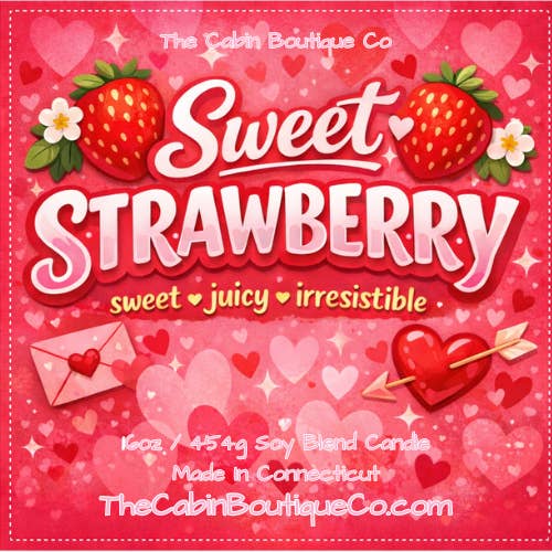 Vela aromática de fresa dulce 16oz - Vela para el Día de San Valentín para venta al por mayor de The Cabin Boutique Co