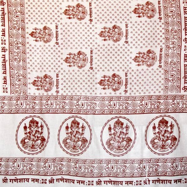 Prabhuji's Gifts - Venta al por mayor Toallas de yoga - Chal de oración y meditación grande con Ganesh - blanco1