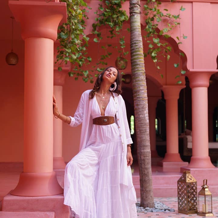 Hiawatha Concho Belt Antique Medium Brown for wholesale on Faire6