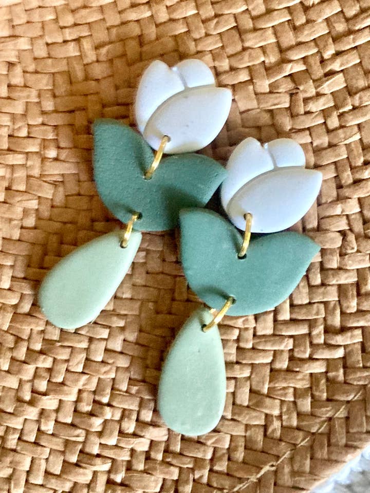 Flower Dangle Earring - With Gold Jump Rings for wholesale by Terra Made