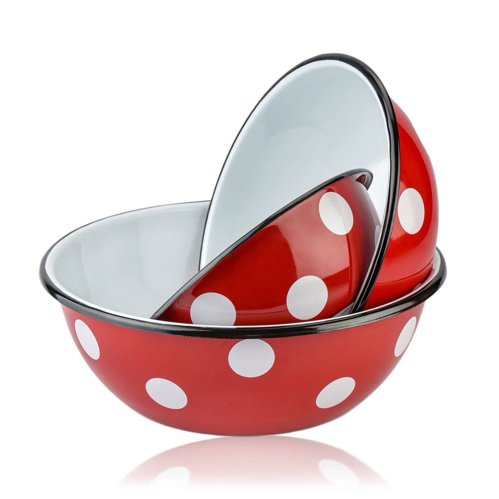 STP - Wholesale Bowl - Polka-Dot Enamel Steel Bowl Set of 3 (1.6+2.7+4.2-qt)2