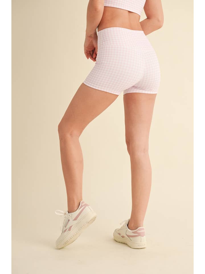 KIMBERLY C - Wholesale Athletic Shorts - Women's - Gingham Print Mid-Rise Mini Shorts8