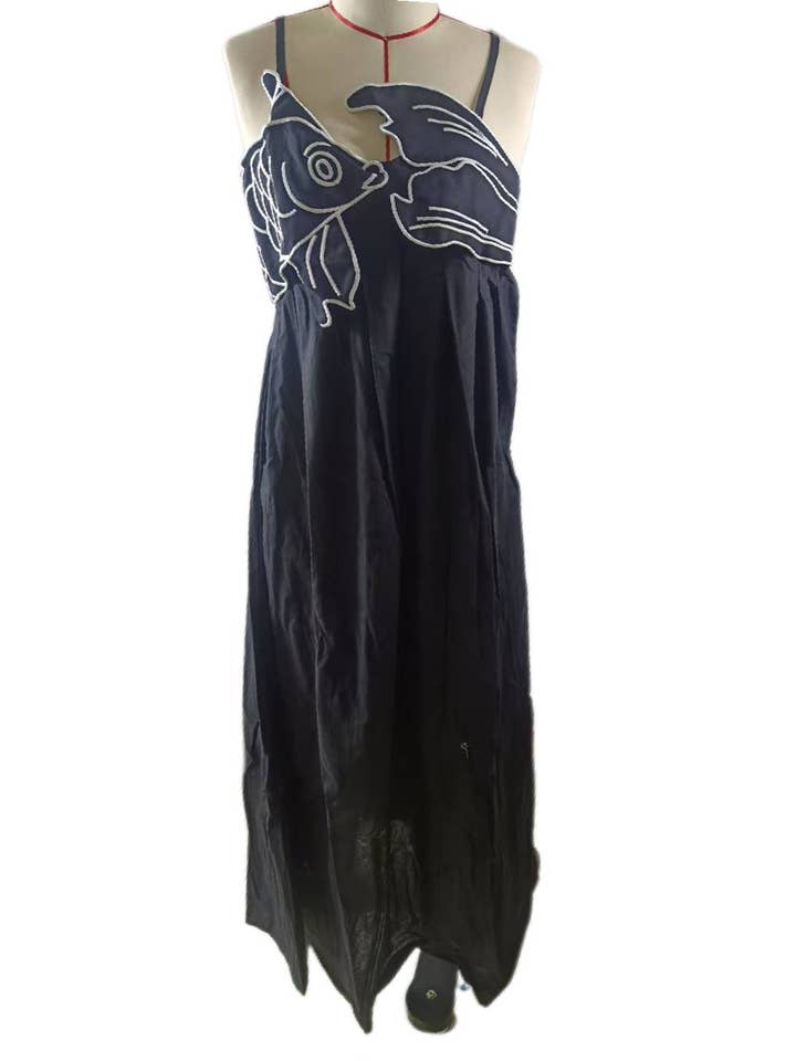 Rosa Clothing - Wholesale Dress - Women's - Vivid goldfish embroidered strappy maxi dress8