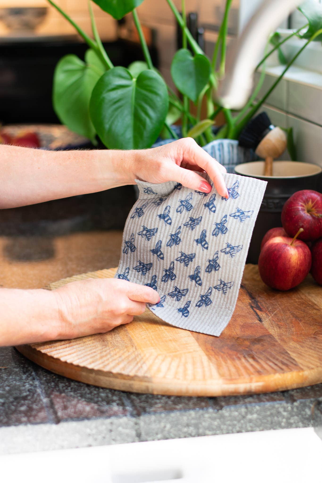 Helen Round - hand printed linen and bamboo wellness - Wholesale Dishcloth - Kitchen Cloths, Set Of 2 Household Sponges, Swedish Cloths3