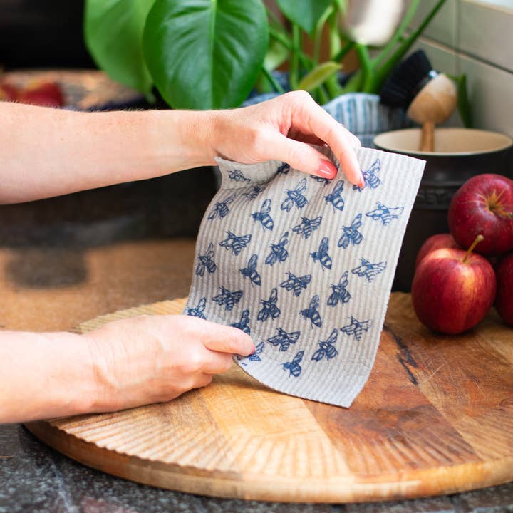 Helen Round - hand printed linen and bamboo wellness - Wholesale Dishcloth - Kitchen Cloths, Set Of 2 Household Sponges, Swedish Cloths3