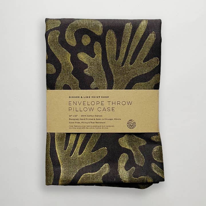 Charcoal & Gold Coralish Envelope Pillow Cover for wholesale by Ginger & Lime Print Shop