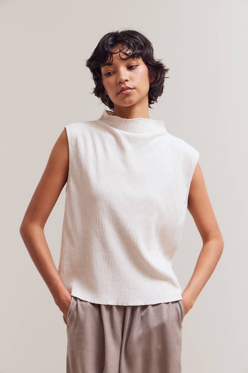 Grade & Gather - Wholesale Blouse - Women's - 42068 - CRINKLED VELVET MOCK NECK TOP12