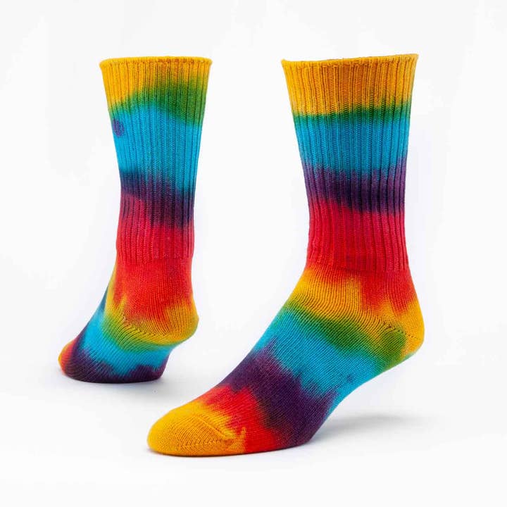 Organic Cotton Tie Dye Bold Crew Socks for wholesale on Faire