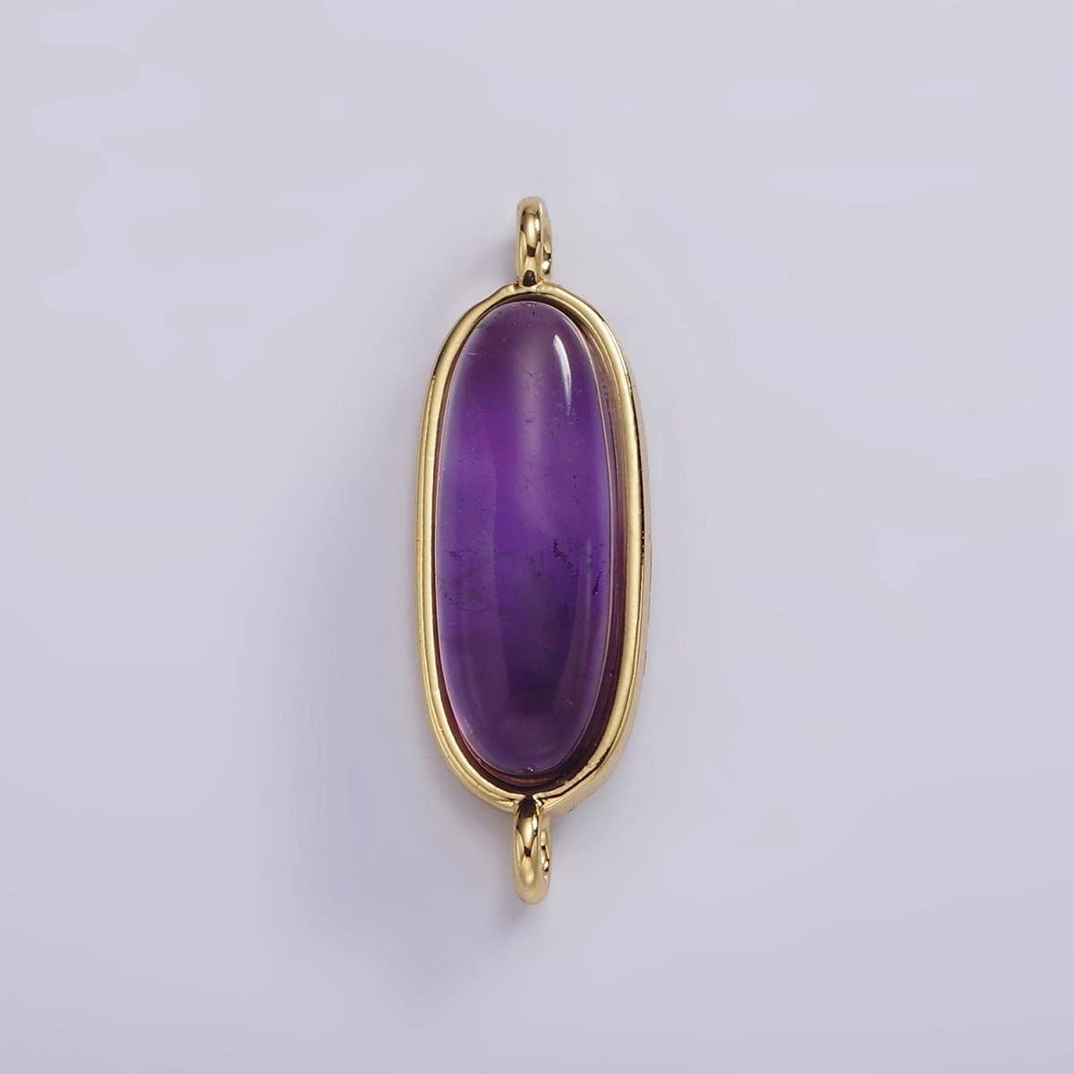 Aim Eternal - Wholesale Individual Charm/Pendant - 14K Gold Filled 24mm Natural Gemstone Oblong Bezel Connector | G229 - G2372