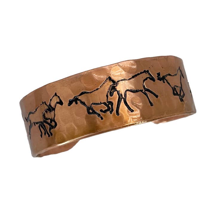 Etched Running Horses Copper Bracelet for wholesale by Anju Jewelry