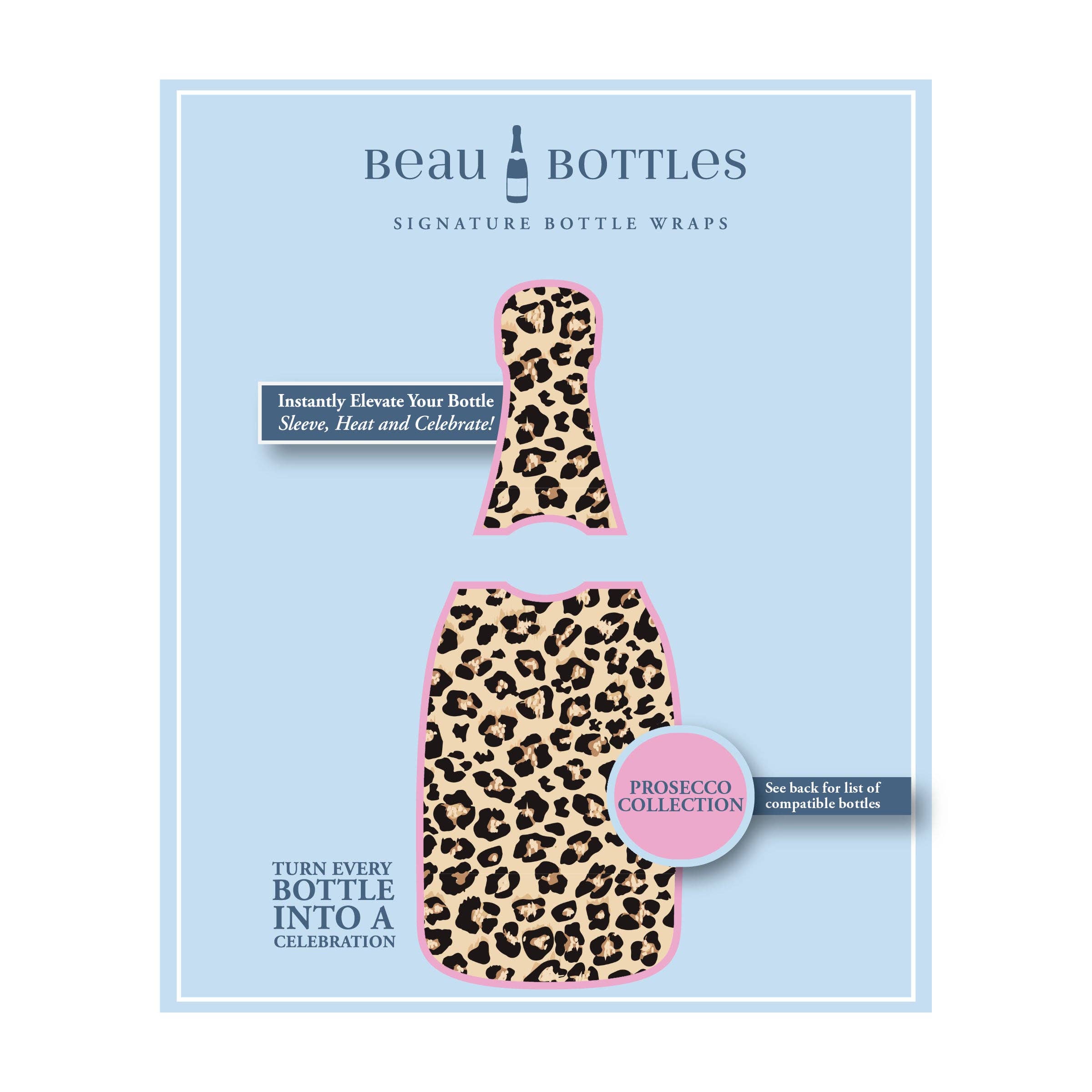Beau Bottles - Venta al por mayor Bolsa de vino de regalo - Beau Bottles Leopardo Marrón - Colección Prosecco5