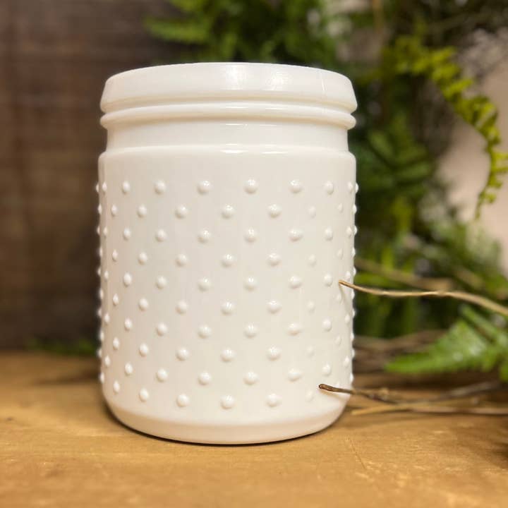 Southern Tea Soy Candle in White Hobnail Jar for wholesale by Iron + Pearl, LLC