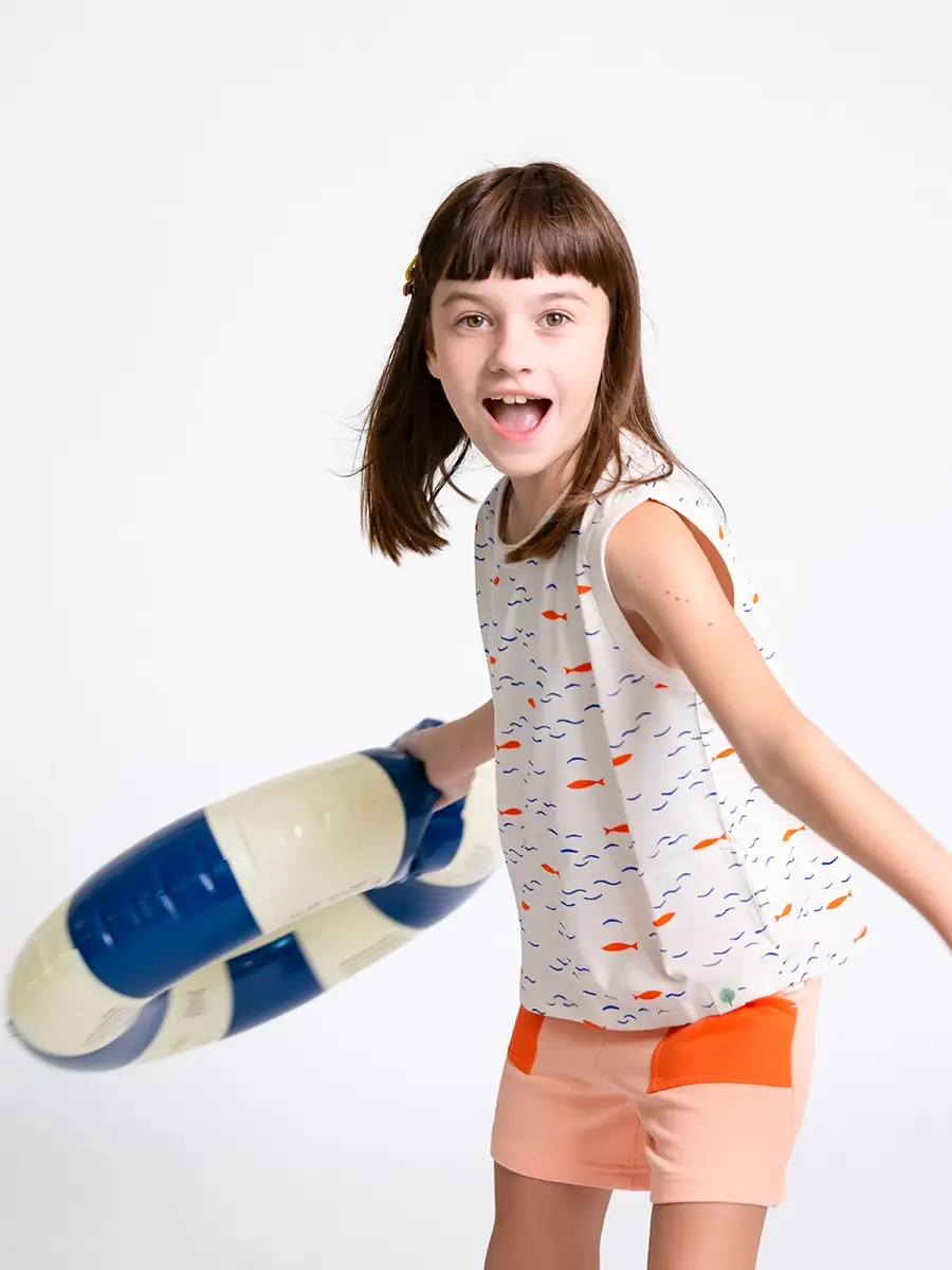 Crann Organic - Vente Short – enfant - Short en coton biologique pour enfants - Pink Color Block4