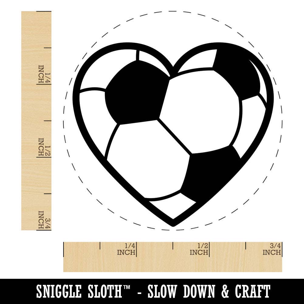 Sniggle Sloth - Wholesale Rubber/Decorative Stamp - Heart Shaped Soccer Ball Futbol Sports Rubber Stamp for Stamping Crafting Planners1