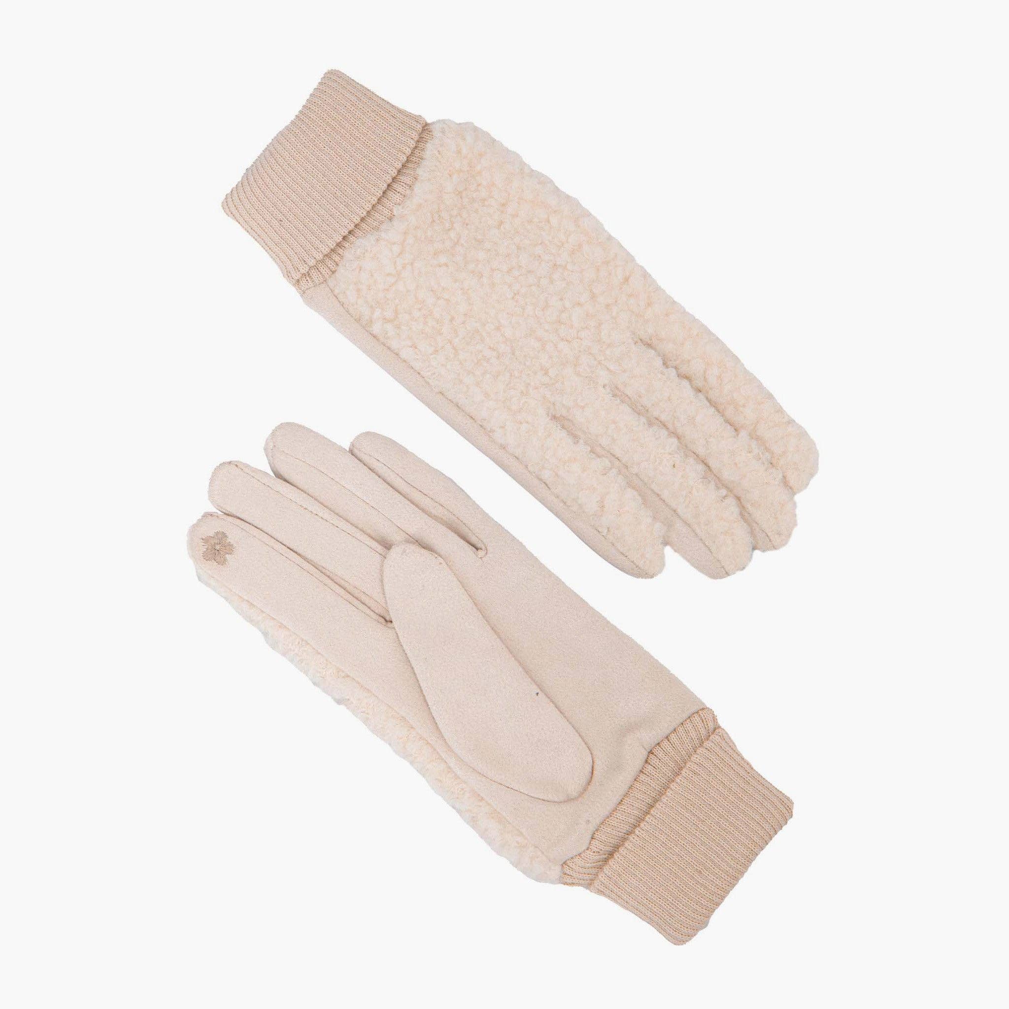 Sarta Accessories - Wholesale Gloves - Women's - Winnie Cream Borg Fleece Gloves0