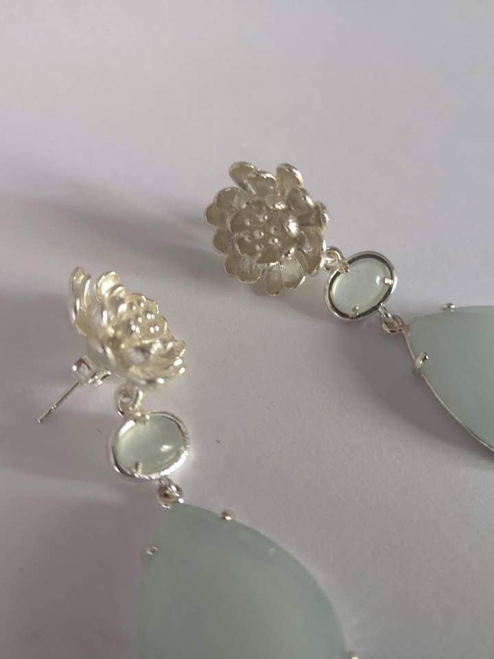 The Peony Earrings (sterling silver/ice blue) for wholesale by Annabelle Hardie