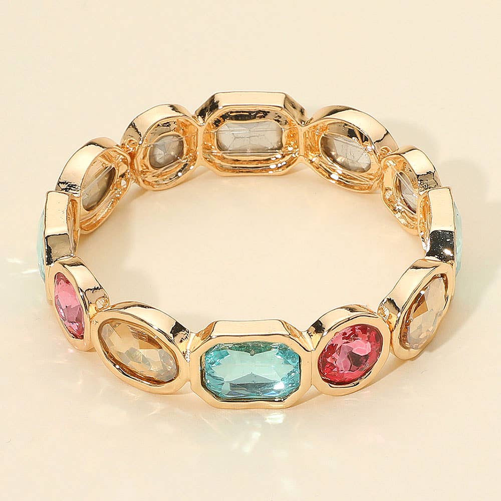 Sensibling Corp. – Pulseira por atacado – Pulseira Elástica com Pedra Oval de Corte Esmeralda Acentuada4