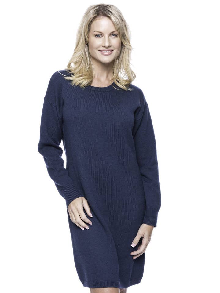 Wool Blend Sweater Dress - Teal for wholesale by Tocco Reale