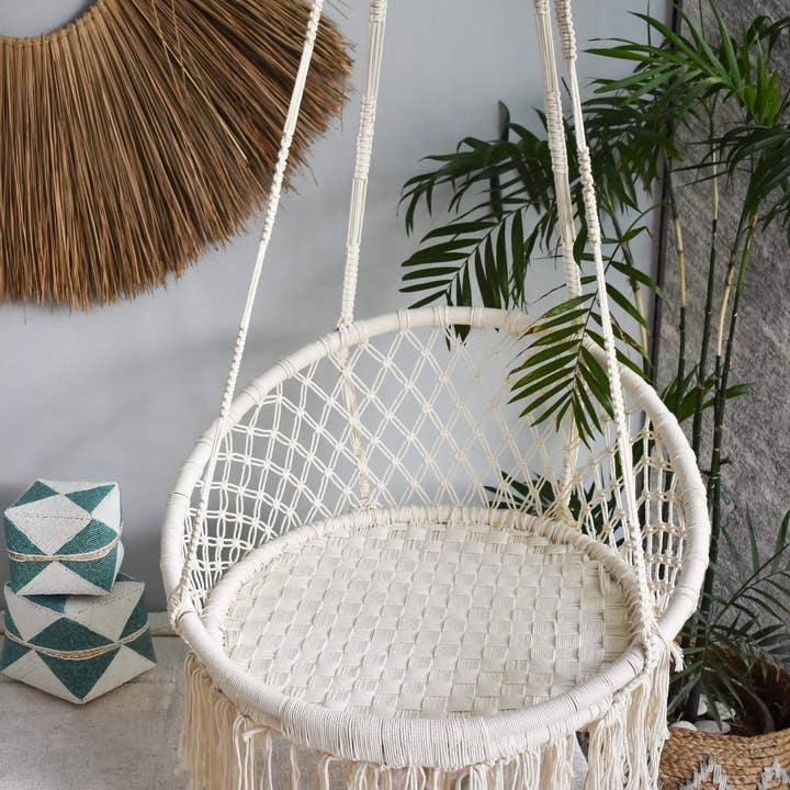 Joglo living - Wholesale Hammock - Round macrame hammock swing chair3