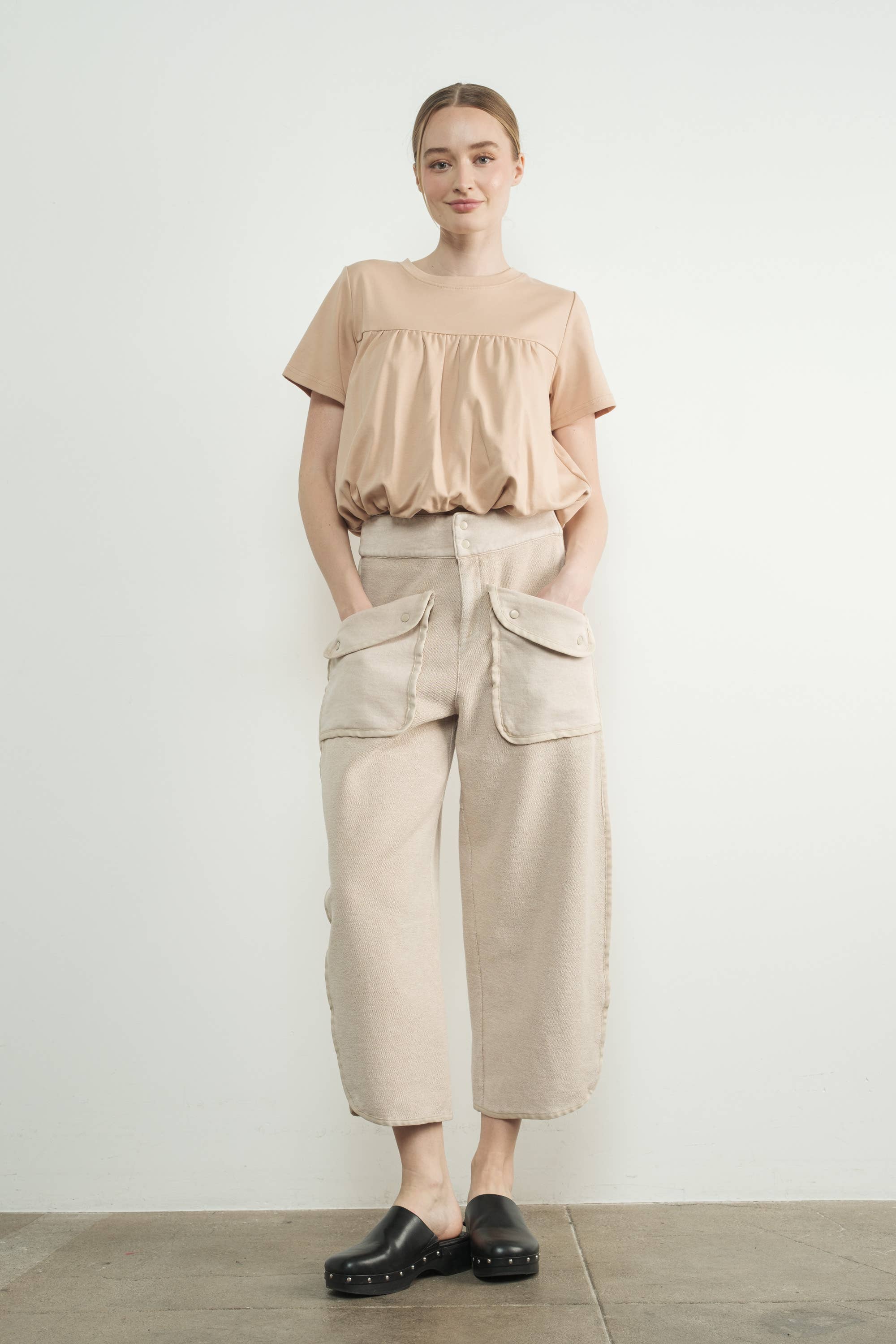 Aaron & Amber - Wholesale T-Shirt - Women's - MAT3226 BUBBLE HEM SHORT SLEEVE T-SHIRTS22