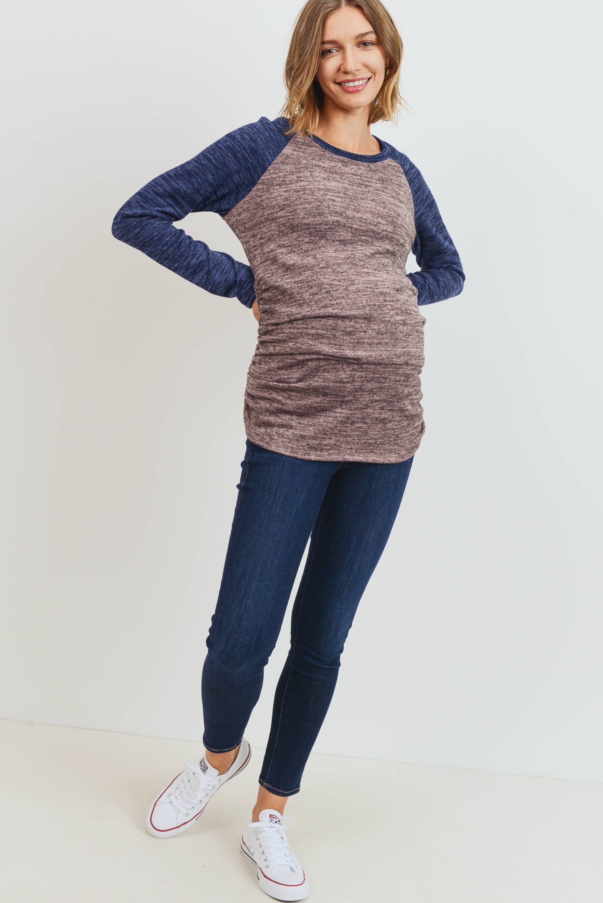 Hello Miz - Venta al por mayor Camiseta corta - Jersey color block jersey tejido maternidad7