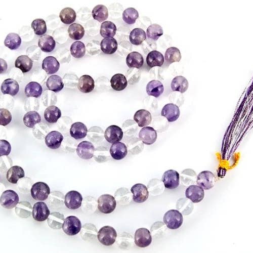Crystal Quartz and Amethyst Prayer Mala for wholesale by The Reiki Shop