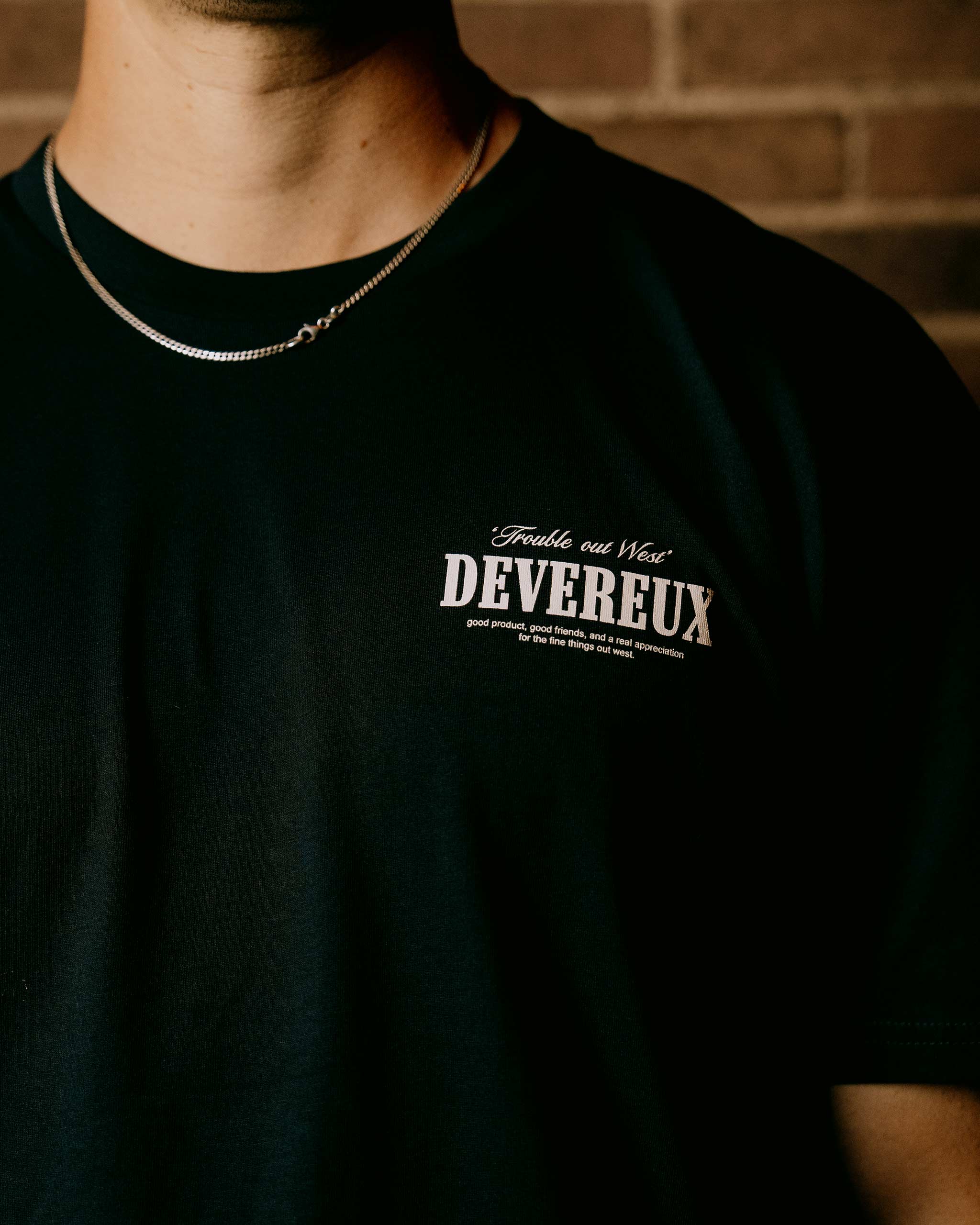 Trouble Out West Tee - Navy for wholesale on Faire3