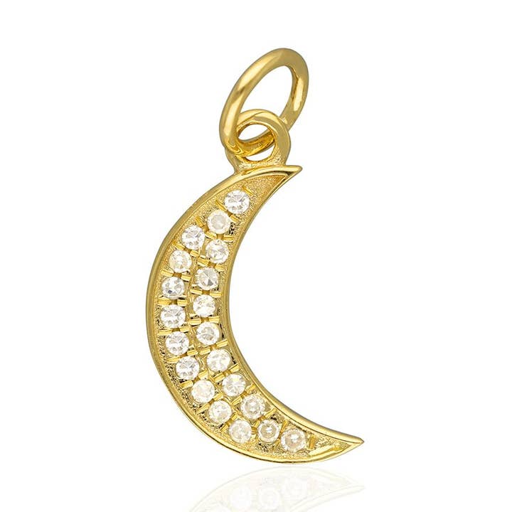 Diamond Moon vedhæng i guld 8x12.50mm for engroshandel hos Jewels of Mewar