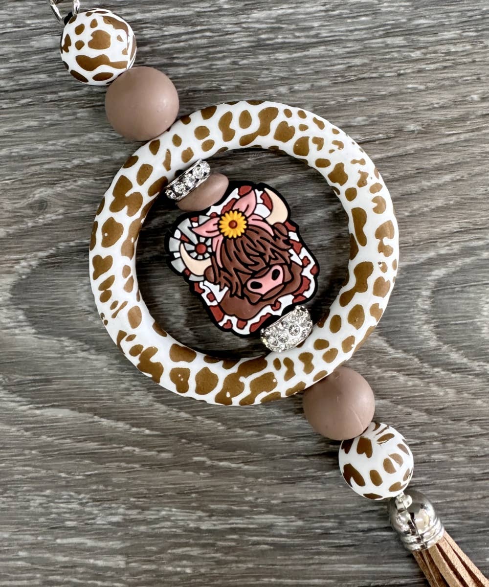 DESHENG ENTERPRISE – wholesale Nyckelringar - Dam – HIGHLAND COW FJÄRIL SILIKONPÄRLAD NYCKELRING2