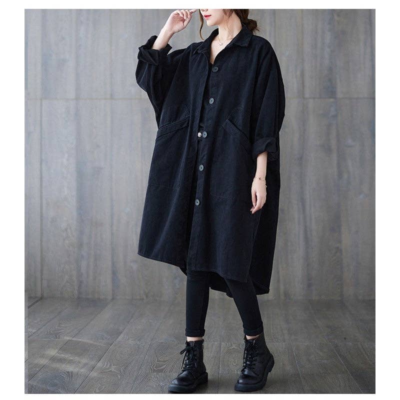 FurDecoration – wholesale Coat – Women’s – Casual Loose Fit Lapel Collar Windbreaker Coat with Single Breasted Closure and Pockets4