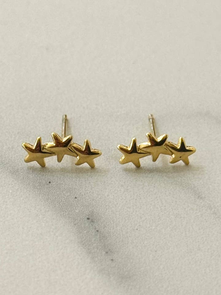 Minimal Triple Star Stud Earrings for wholesale by Cassette Barcelona