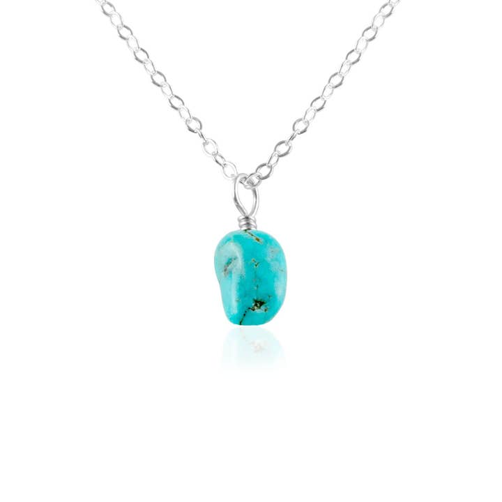 Luna Tide - Wholesale Pendant/charm necklace - Tiny Raw Turquoise Pendant Necklace