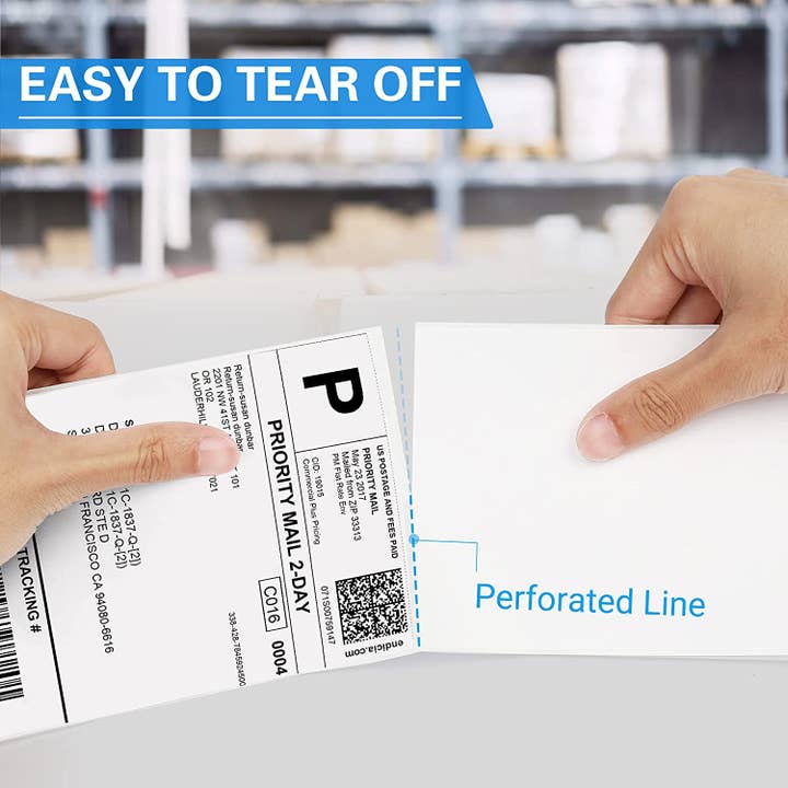 IPACKNOW INC - Wholesale Gift Tag Label - 4"x6" Thermal Shipping Label, White, With Perforation, Fanfold, 2000PCS/Stack2