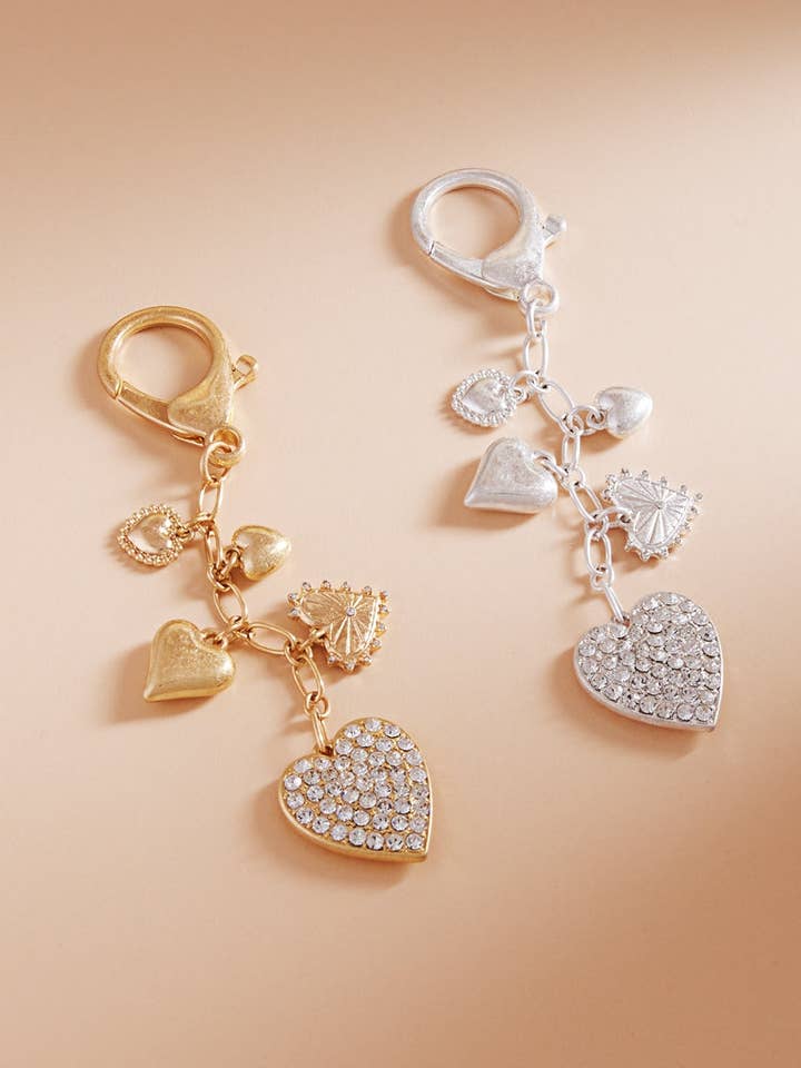 Paved Heart Mixed W Multi Charm Bag Charm Keychain for wholesale by Designature New York