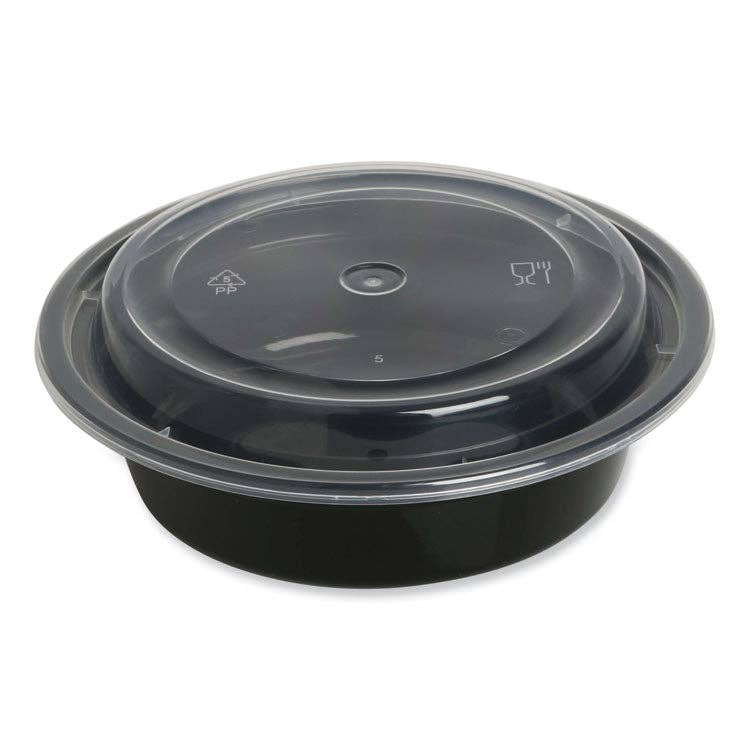 Everyday Supply Co - Wholesale Food Storage Container - 16 oz Plastic Food Container with Lid, Black/Clear, 150/Carton0