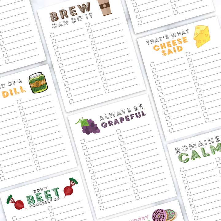 Funny Food Grocery List Notepads for wholesale by Hendryx Haus