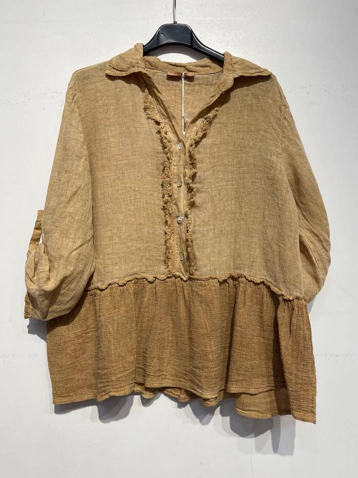 NOELINE - Wholesale Blouse - Women's - Linen and cotton blouse 07485