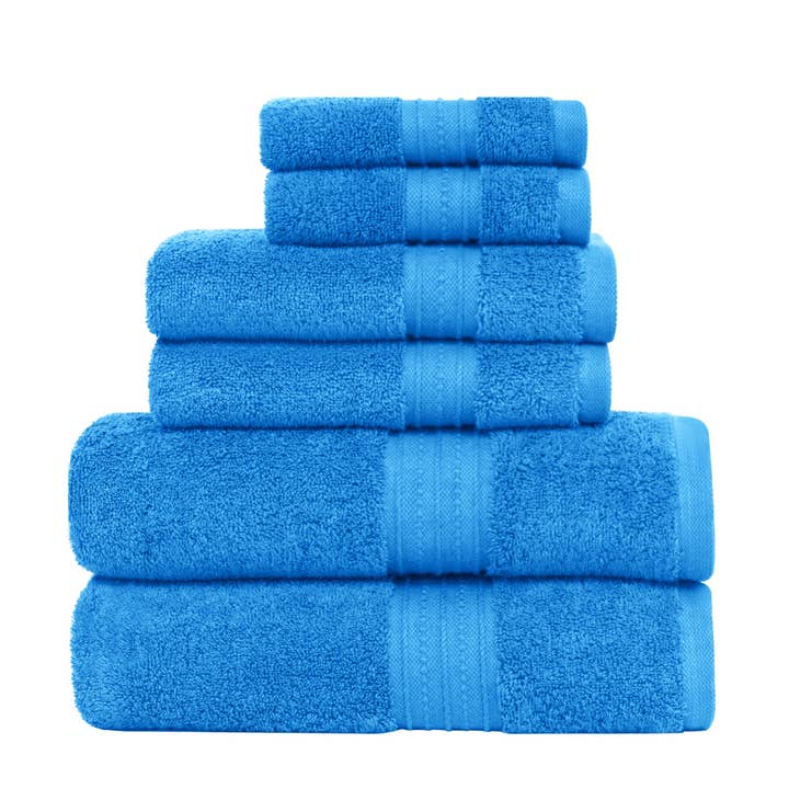 Feather & Stitch New York - Wholesale Towel Set - 100% Cotton 6-Piece Quick Dry Bath Towel Set