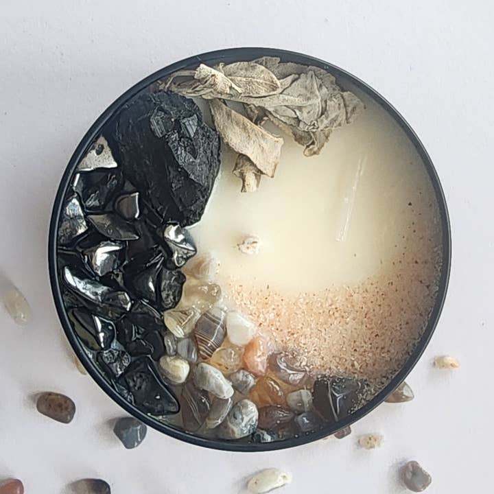 Salt & Smudge • 8oz Soy Crystal Candle for wholesale by Nymph & Satyr Co.