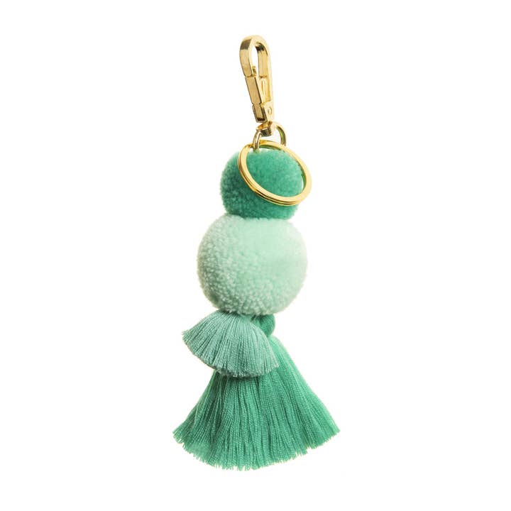 PomPom Galore – wholesale Keychain – Women's – Pom Pom & Tassel Keyring / Bag charm - Neo Mint