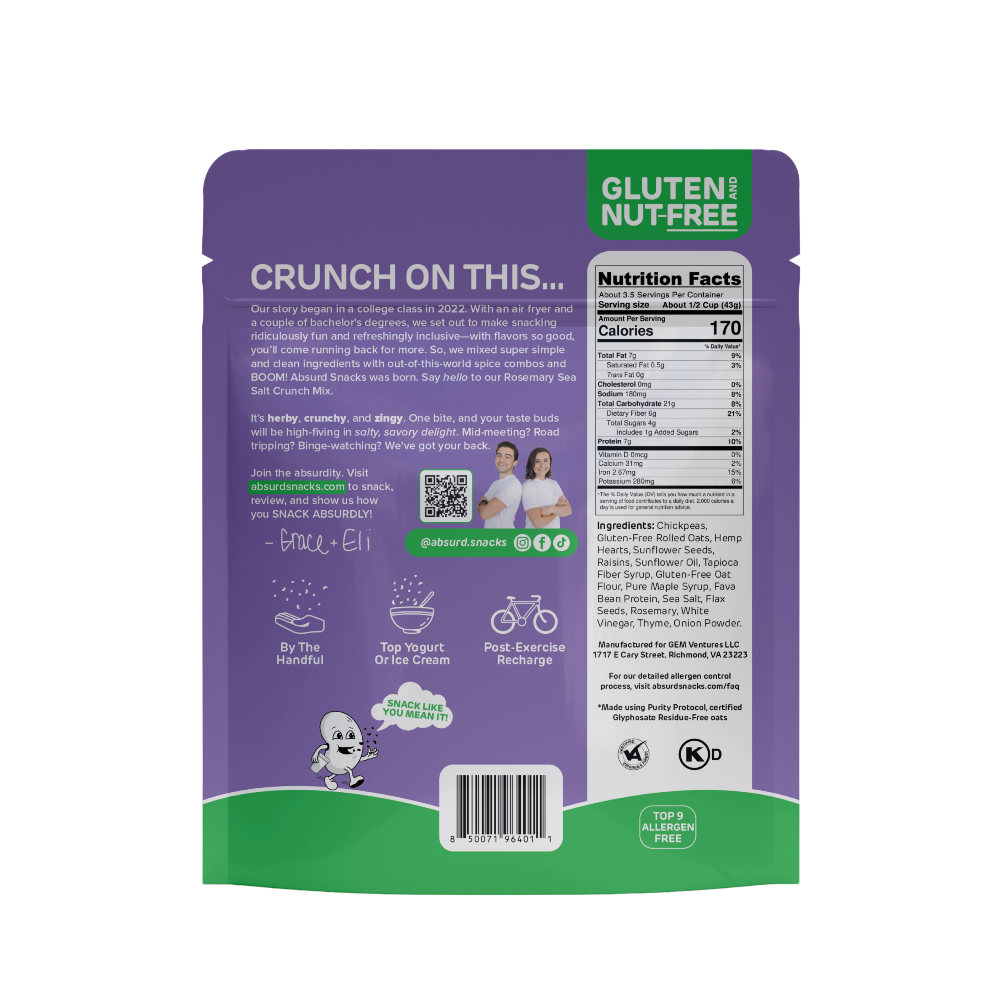 Absurd Snacks - Wholesale Puffed Snack - Chickpea & Granola Crunch Mix - Rosemary Sea Salt1