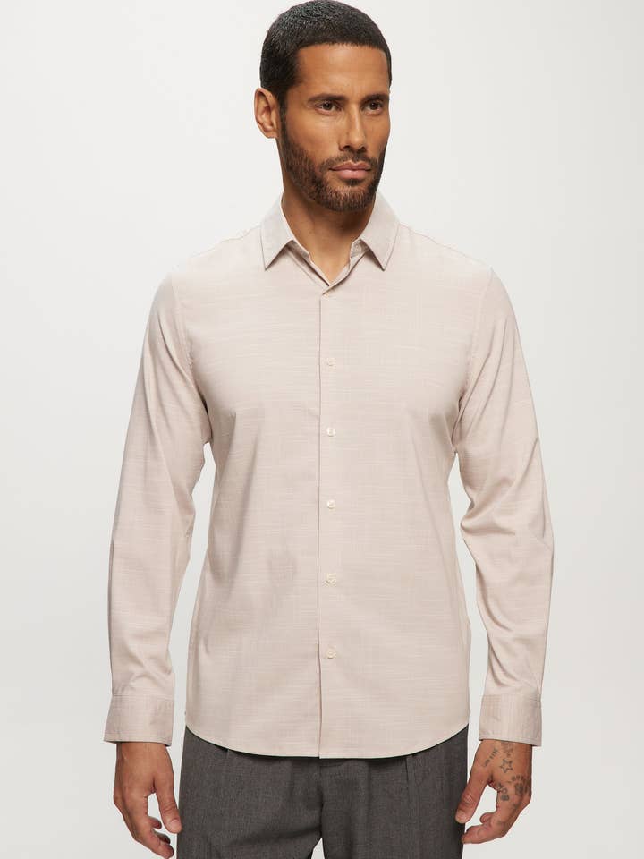 Chemise Oxford en maille Ryan en lin pour la vente par Julian & Mark