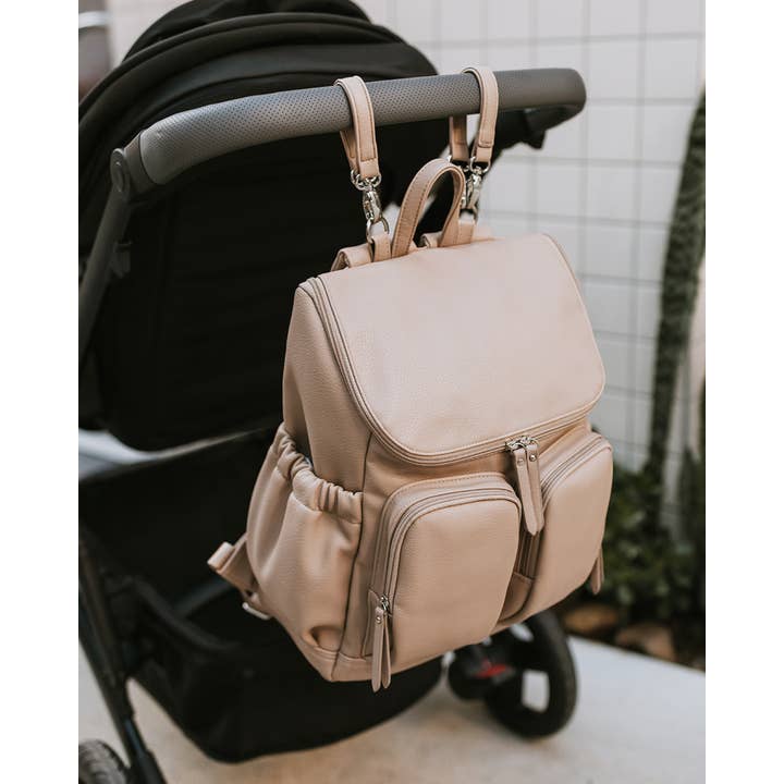 OiOi - Wholesale Diaper Bag - Baby - Signature Nappy Backpack - Oat Dimple Vegan Leather